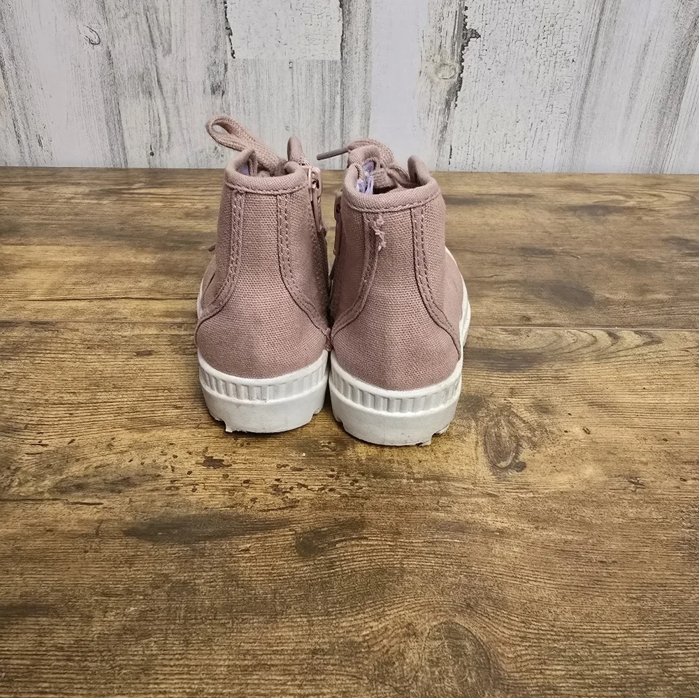 Old Navy Girls Pink Canvas High-Top Shoes Size Zipper Toddlers Size 8